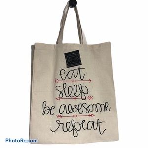 Eat Sleep Be Awesome Repeat Cotton Tote Bag NWT